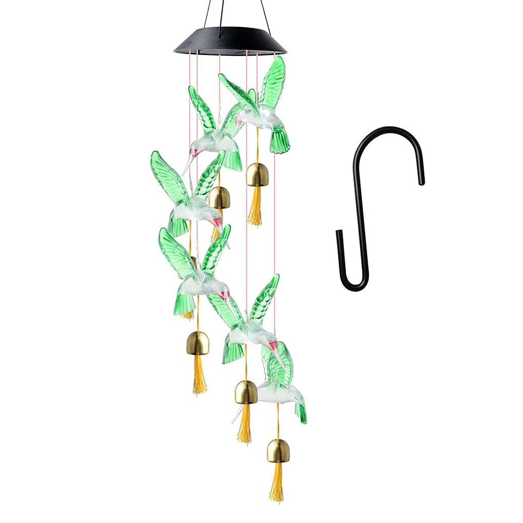Picture of Wind Chime Lamp Solar Bird Butterfly Dragonfly LED... – Grandado