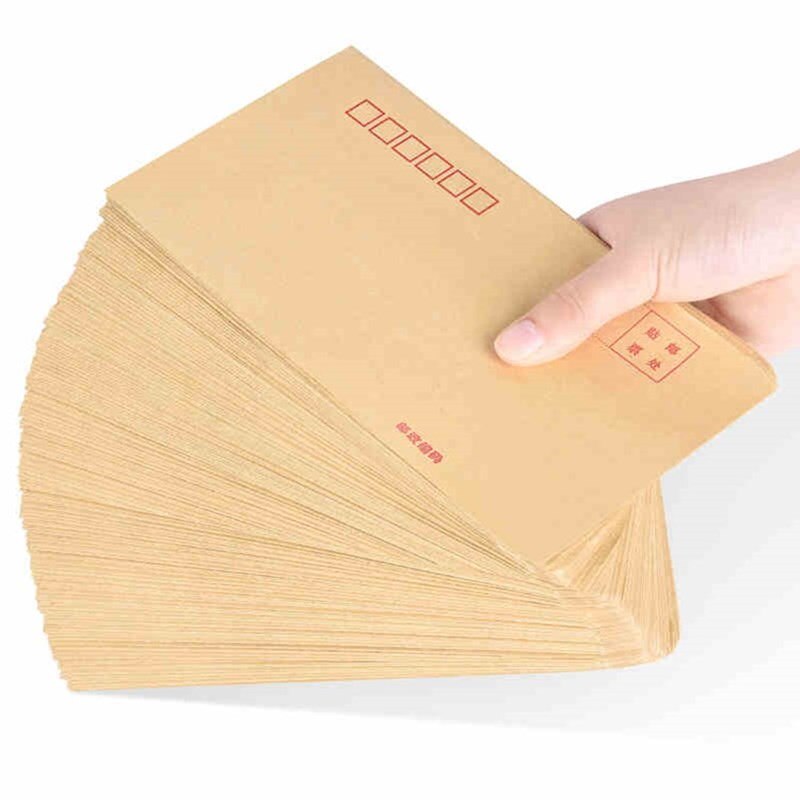 50pcs Yellow Envelope Post Office Standard Envelope Kraft Paper Invoice Receipt Storage Bag Can Mail Envelope Bag Office Tool