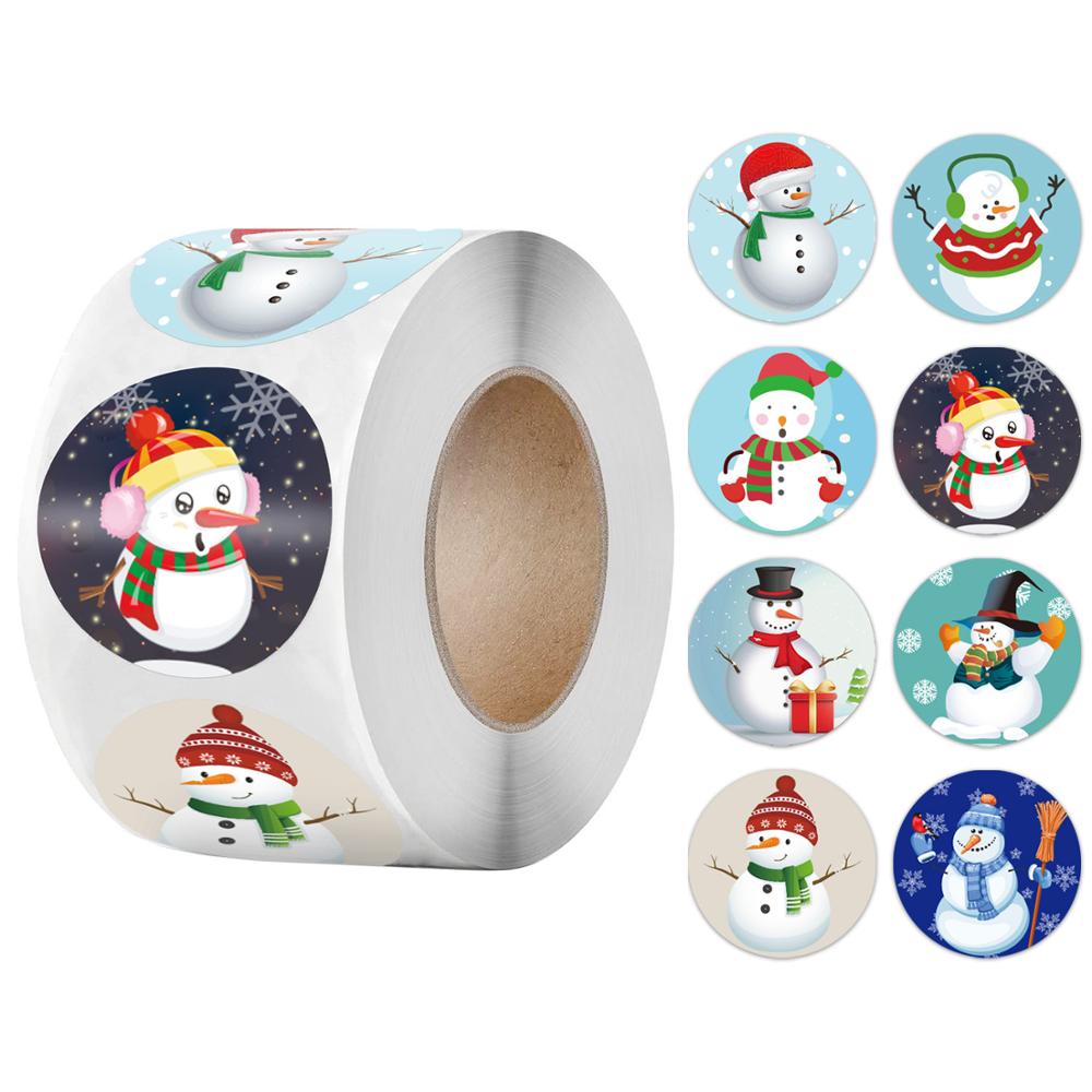 50-500pcs Round Merry Christmas Decoration Stickers 8 Seal Labels For Envelope Card Wrapping Scrapbook