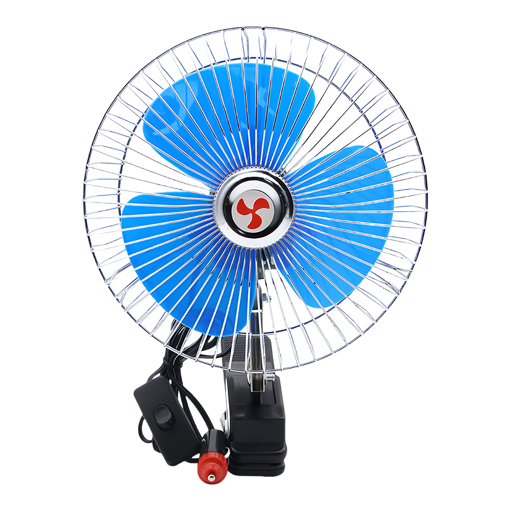 Ventilador oscilante para coche eléctrico de 8 pulgadas, ventilador de refrigeración de aire con rotación, 12V/24V, 15W, ventilador de refrigeración de verano, Enfriador de aire para vehículo y camión de viento fuerte: Default Title