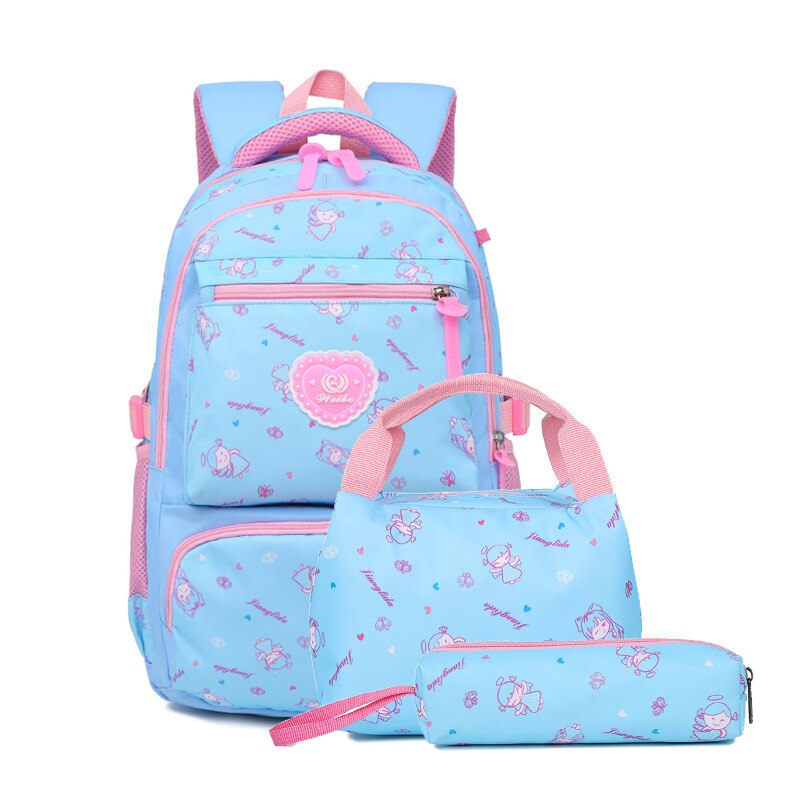 Kinderen schooltassen meisjes orthopedische school rugzak schooltassen kids prinses rugzak basisschool rugzak mochila infantil: sky blue