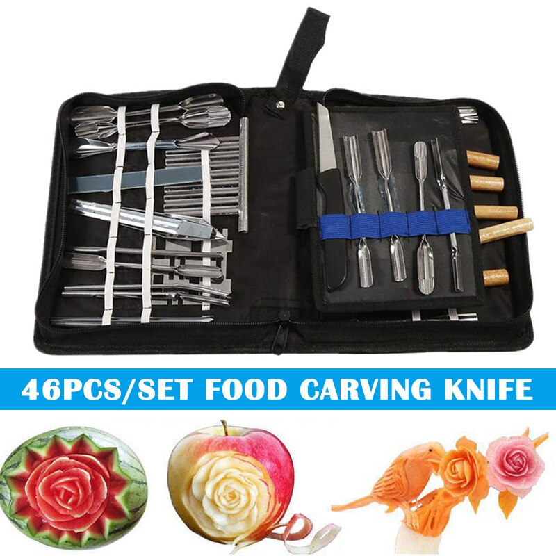 46pcs Culinary Carving Tool Set Fruit Vegetable Food Garnishing Cutting Slicing Garnish Tools Kit