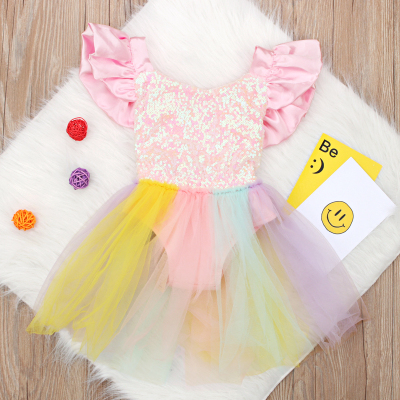 Toddler Girls Unicorn Dress Baby Girls Rainbow Colors Tulle Dress with Unicorn Lovely Kids Sundress for Unicorn Party: Pink / 9M
