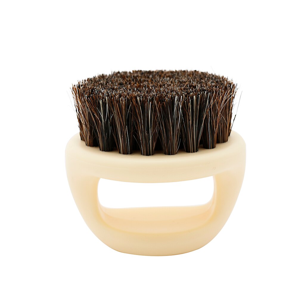 Anillo de barbería, cepillo para el pelo, cerdas de caballo, cepillo para Barba, cepillo de afeitar para hombres, cepillos portátiles para Barba de peluquero, cepillo de limpieza Facial para salón: BLANCO