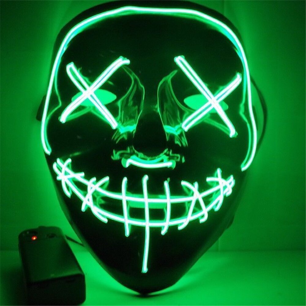 Máscara de luz LED de baile fluorescente cara sonriente de plástico de Halloween Festival Cosplay Horror: green