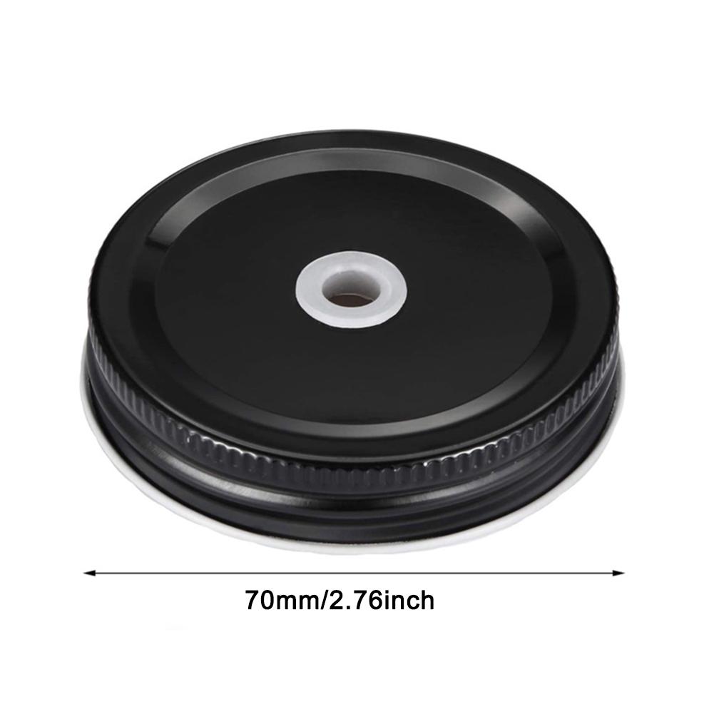 10pcs 70mm Stainless Steel Mason Jar Lids With Straw Holes Drinking Jar Lids Drink Bottle Caps For Birthday Party Wedding Favors