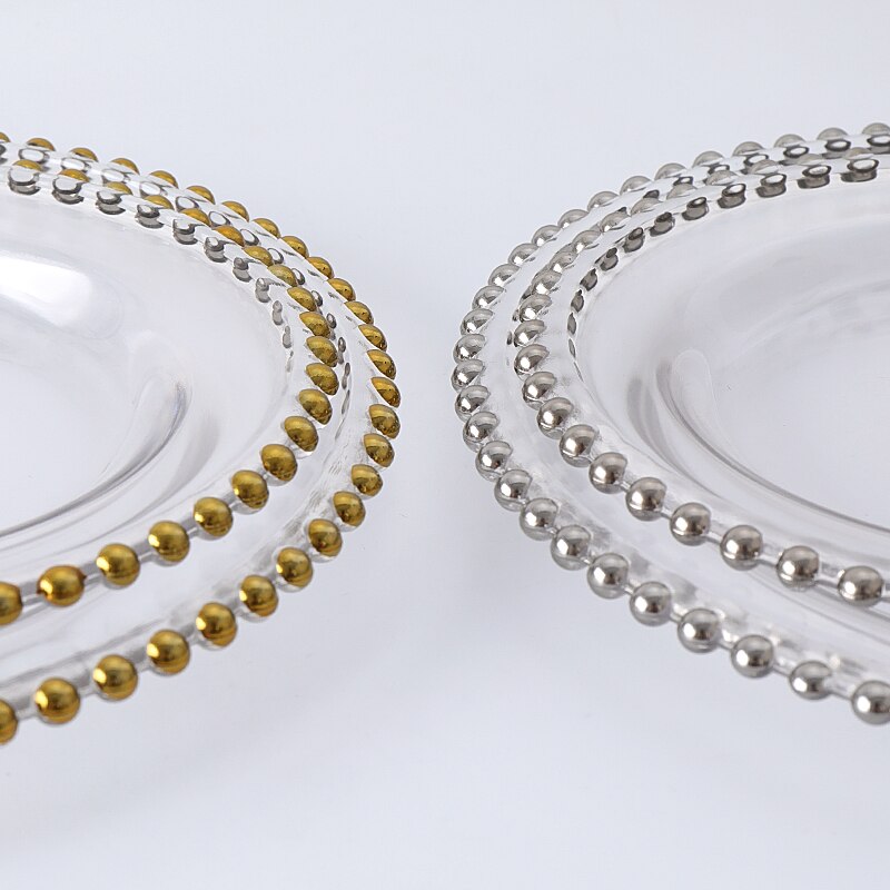 Glas perle guld indlagt retter bøf plade salat retter bryllupsfest begivenhed