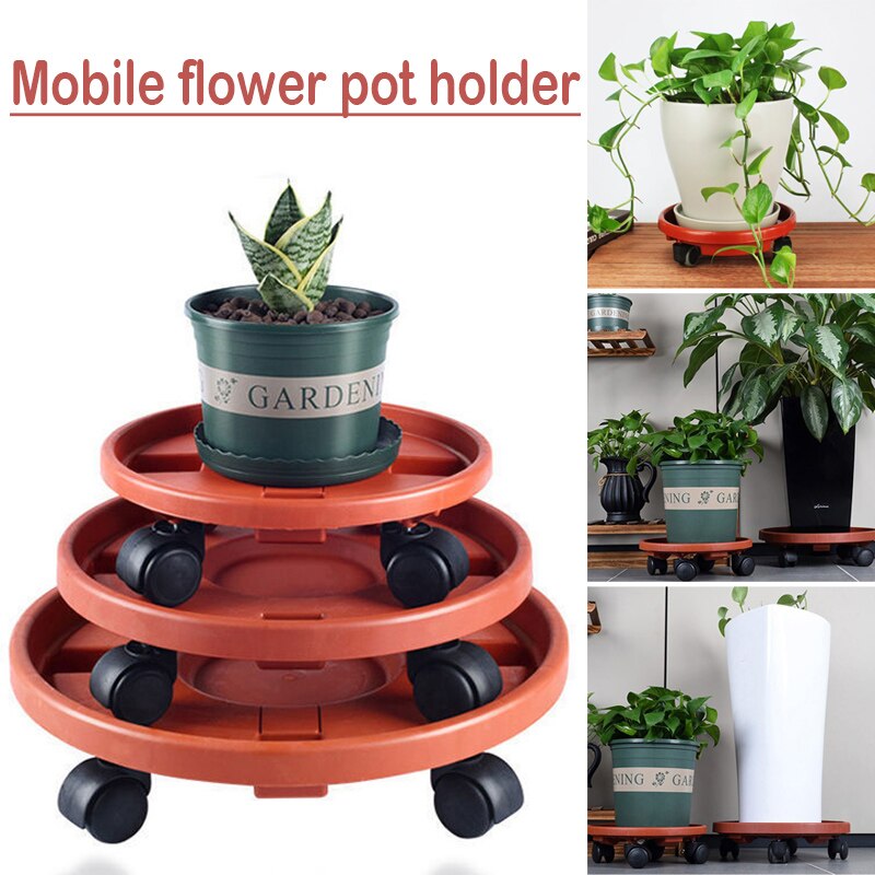 Movable Plant Stand Flower Pot Tray With Universal Wheel Heavy Duty Rolling Potted Rack Indoor Outdoor Balcony Garden GH