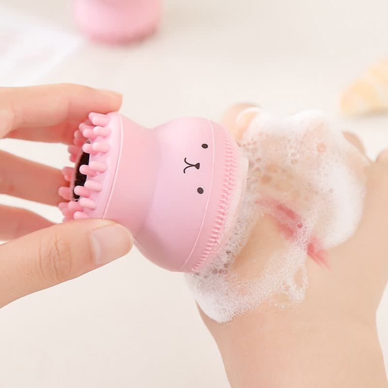 De silicona cara cepillo de limpieza Facial limpiador de poros exfoliante cepillo de lavado exfoliante Facial cuidado de la piel pulpo pequeño forma
