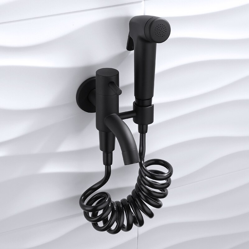Wc Bidet Sproeier Set Kit Moslim Douche Handheld Zwart Bidet Kraan Bad Tap Handspuit Abs Douchekop Zelfreinigende