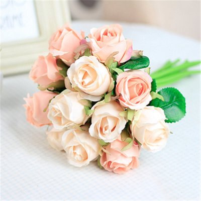 12 stk rose blomsterbuket kunstig silkeblomst hvid rose bryllupsbuket til dekoration til hjemmefest: 1