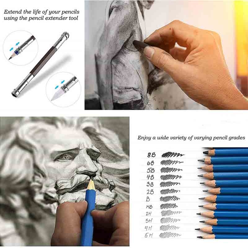 Kit de lápis para desenho e esboço, pintura a lápis colorida, kit profissional para desenhos, ferramentas para iniciantes