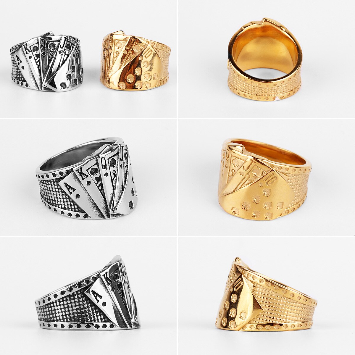 Bague de Poker pour hommes, en acier inoxydable 316l, style Hip Hop, porte-bonheur Talisman, bijou de motard pour hommes et garçons, à la