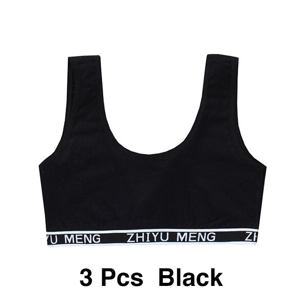 Dolescente – soutien-gorge Double couche avec lettres de soins du sein pour enfants, sous-vêtements de Sport pour adolescentes de 6 à 12 ans, 3 pièces: 009
