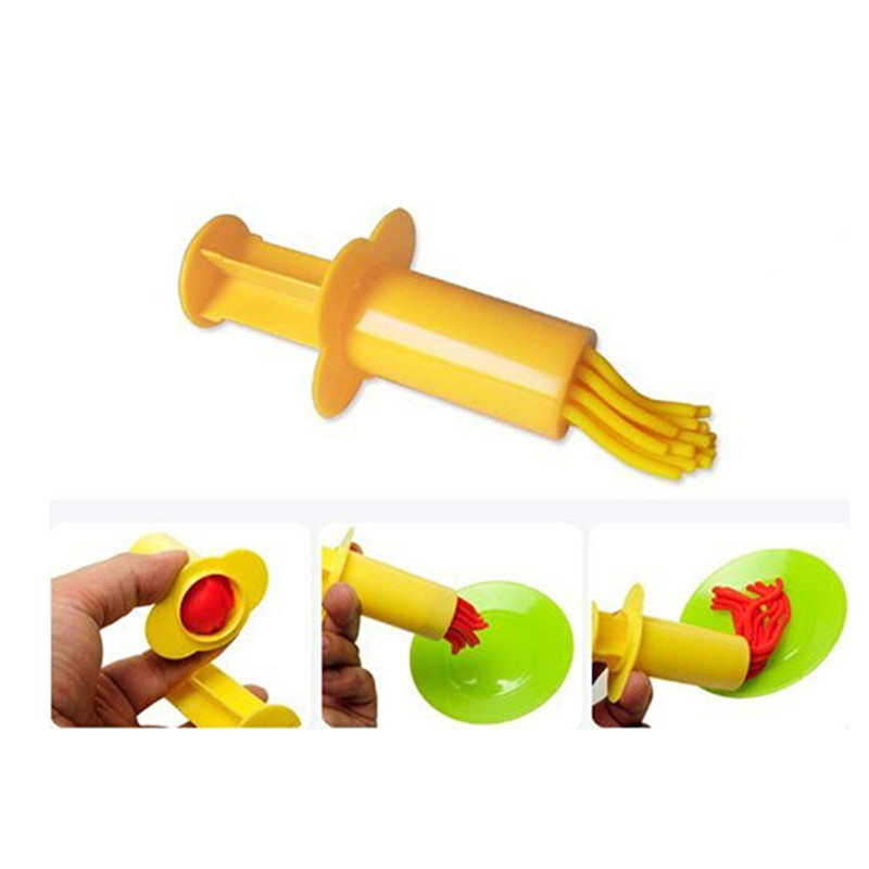 5Pcs Clay and Dough Modelling Tools Kit Rollers Molds Cutters Plastic Assorted Designs Play Dough Extruders Tools Toy Set