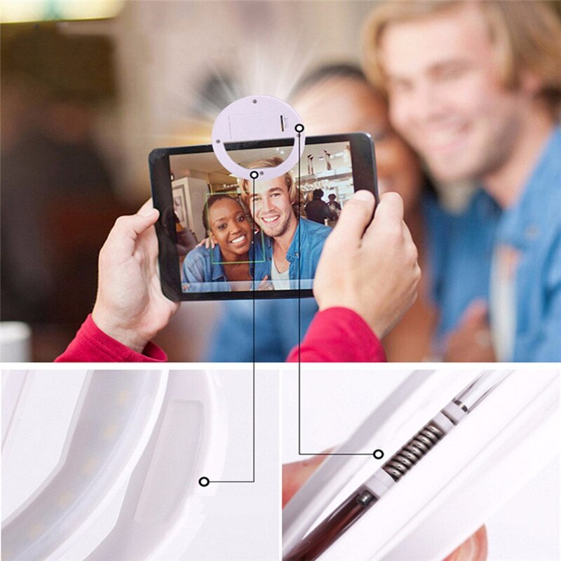 Phone Ring Light Selfie LED Ring Flash Light for iPhone xr Samsung Galaxy a50 a70 s10 Huawei P30 Phone Lens obiektyw do telefonu