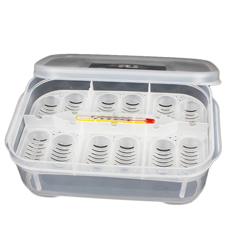 12 gaten Fokken Doos Reptiel Eieren Incubator Uitbroeden Lizard Gecko Snake Case Amfibieën Container Doos Met Thermometer