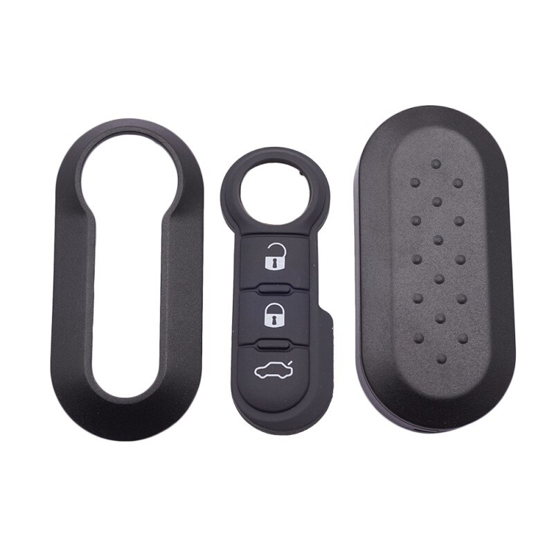 Cocolockey-Funda de mando a distancia para coche, almohadilla de reemplazo para Fiat 500, Panda Punto Bravo, almohadilla con botón de goma, 3 botones: Black