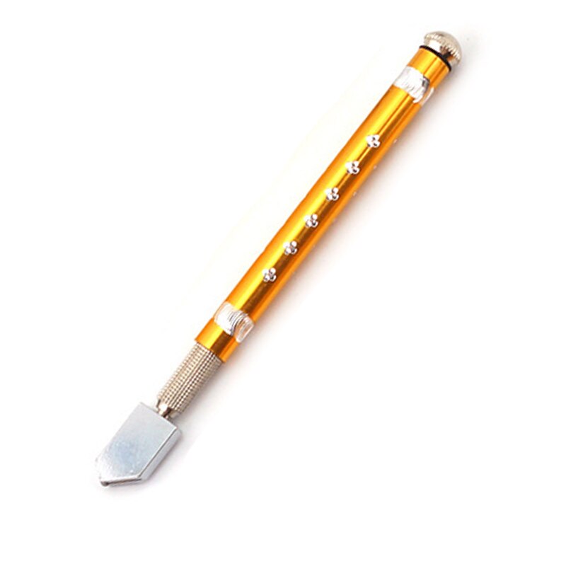Glasskærer blyant stil oliefoder legeringsspids skæreværktøj diamant skærehoved, stålblad skæreværktøj skridsikkert metalhåndtag: Flerfarvet -17.5cm