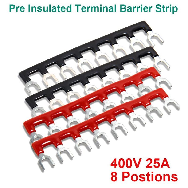 4 Pc 8P Terminal Block, 4 Pc 8P Shorting Bar, TB1505 Flame Retardant Copper Terminal Short-Circuit Terminal