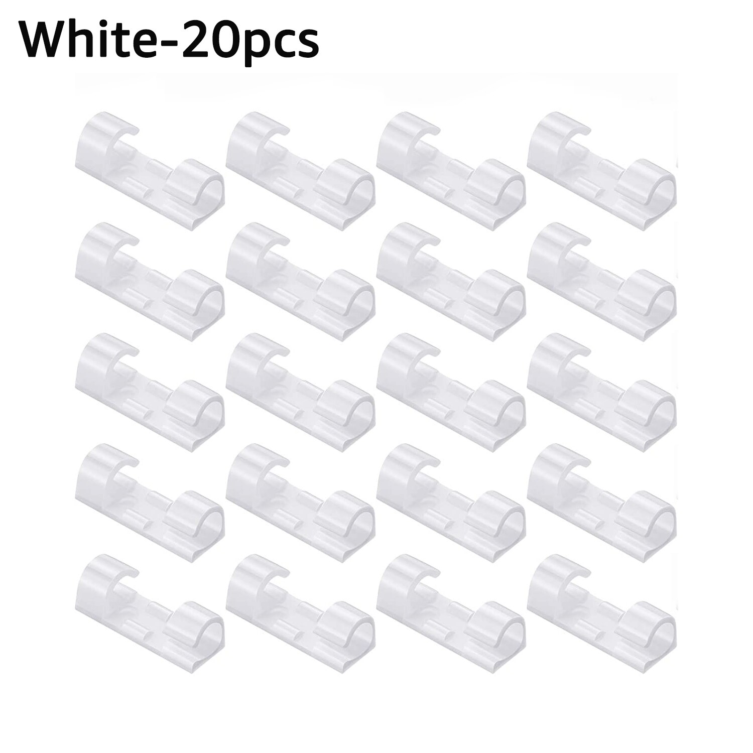 Kabel Management Desktop Usb Kabel Organizer Clips 5/20Pcs Computer Pc Smart Telefoon Kabelhaspel Tafel Muur Fixer fastener Houder: White-20PCS