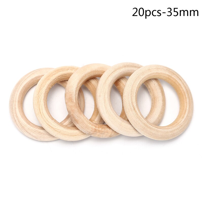 5-50pcs Natural Color 2-7cm Wooden Beads Pendant Connectors Circles Rings Beads Unfinished Natural Wood Wall Hanging Ornament: 35mm