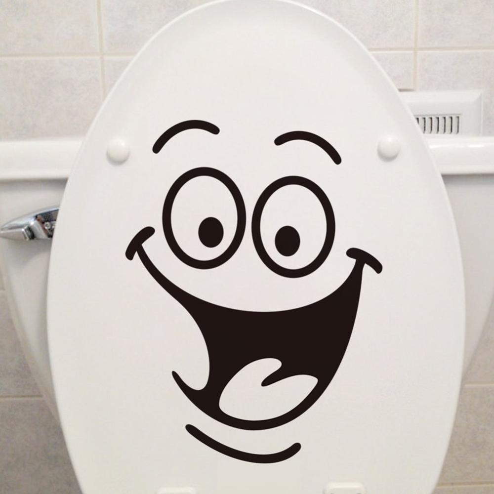 Funny Toilet Iid Decor Smiley Face Bathroom Decal 1 Set Home Decors Waterproof Poster DIY Wall Stickers Removable