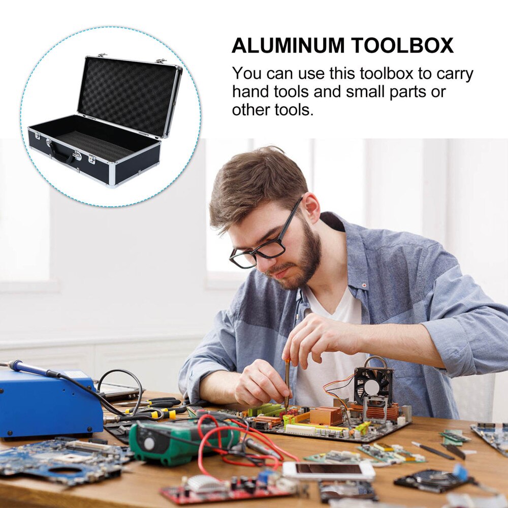 Portable Carrying Case Aluminum Tool Box Shockproof Instrument Container