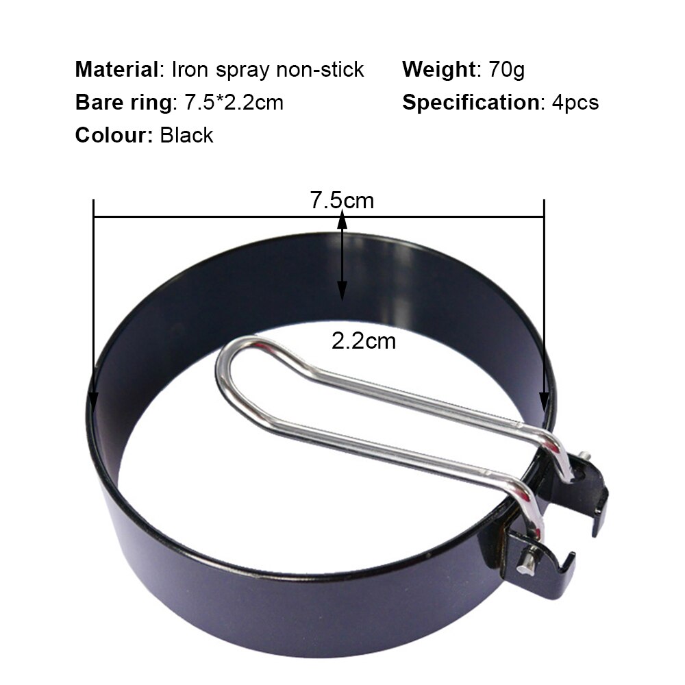 4 Uds. De tortilla de huevos redonda y negra para el hogar, molde para hacer panqueques, molde para hacer huevos, moldes para hacer huevos, anillo de silicona para cocinar