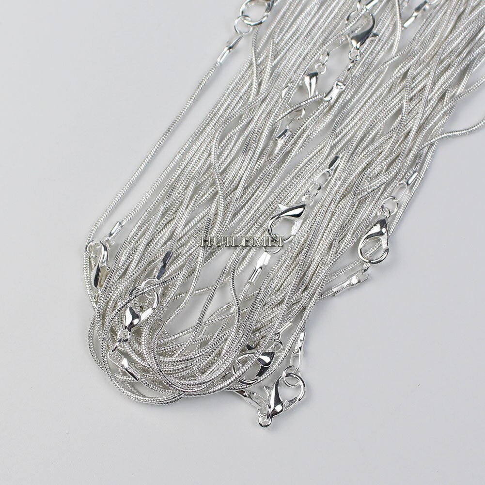 10 unids/lote Chapado en plata 1,2mm cadena víbora Collar para las mujeres 16 "18" 20 "24" joyería de collar cadenas