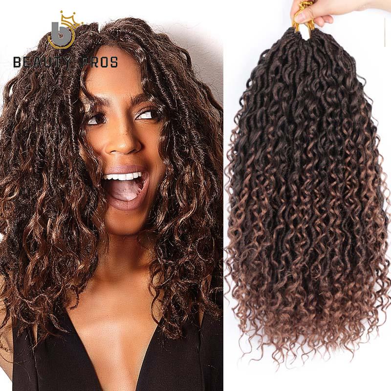 18inch Messy Goddess Faux Locs Curly Crochet Braid Bohemian Soft Synthetic Braids Hair Extensions: Faux Locs Curly-T30