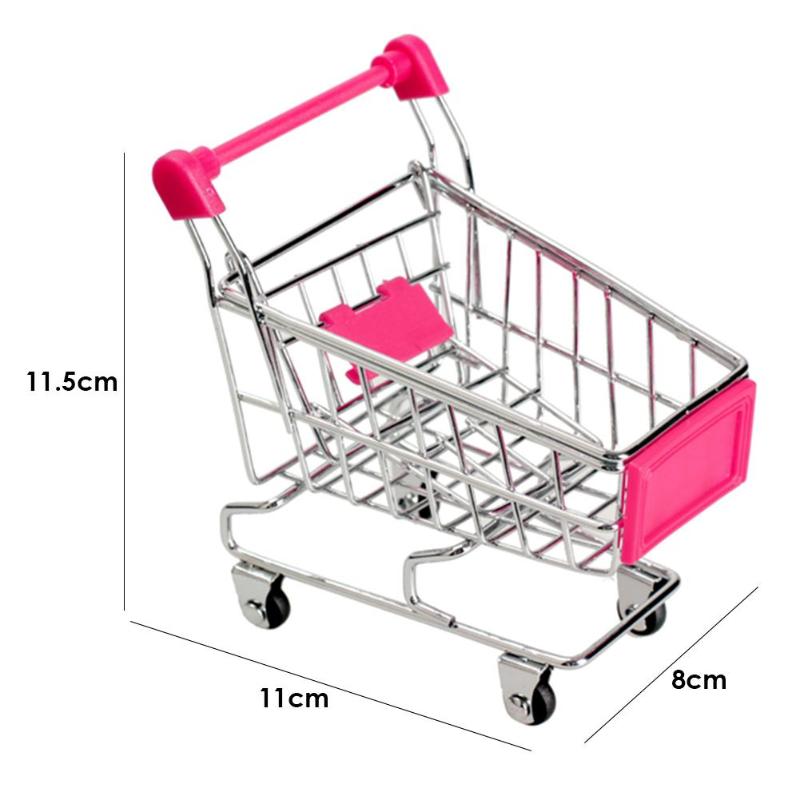 Kreative Metall Mini Warenkorb Ornamente Baby Supermarkt Hand Wagen Hause Lagerung Handwagen Spielzeug Zimmer Dekoration: Rose Gold