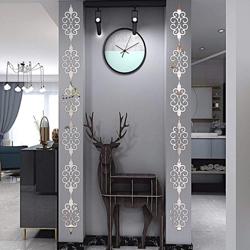 10pcs 3D Acrylic Hollow Reflective Mirror Wall Stickers Removable DIY Decals Self Adhesive Art Murals Room Wall Decor for Home