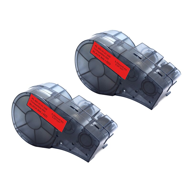 for M21-250-595 6.35mm Width Label Tape Black On White Compatible for BMP21 Plus ID Pal and LABPAL Label Printers: 2PCS red