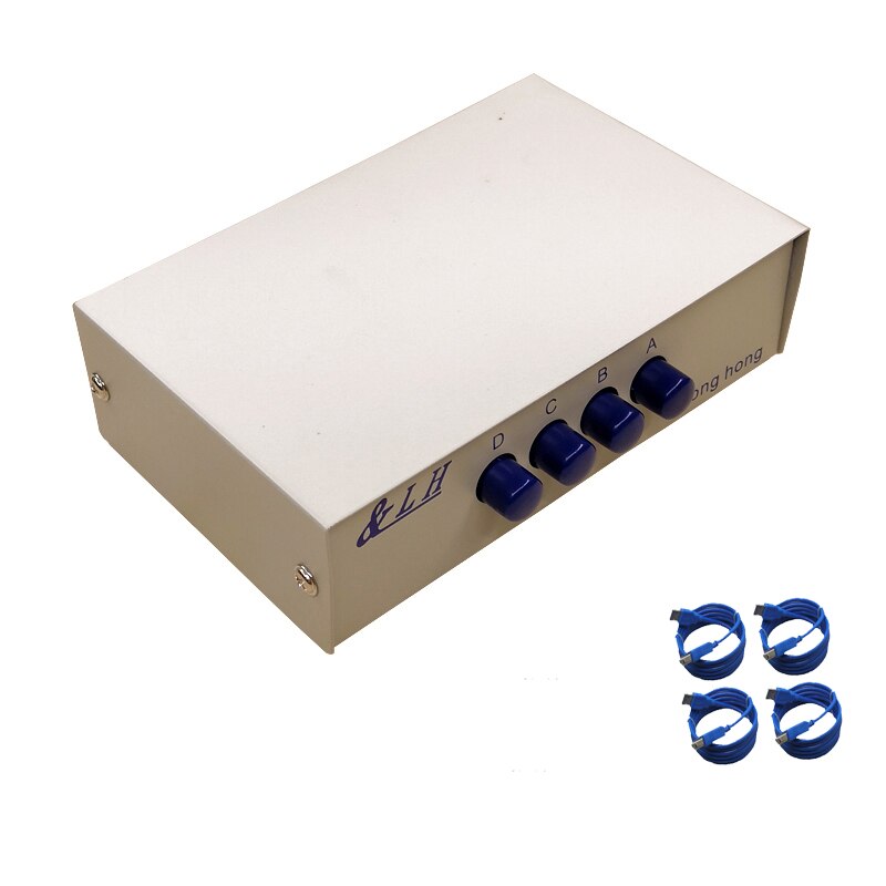 4 Ports USB Switch Manual Sharing Device Dual Computer Sharing 1 Printer Four In One Out USB2.0 Printer Splitter: switch cable