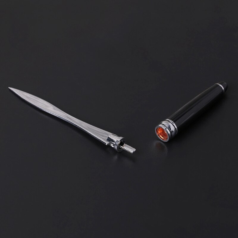 Black Stainless Steel Letter Opener Metal Handle Envelopes Cutting Knife Divided File