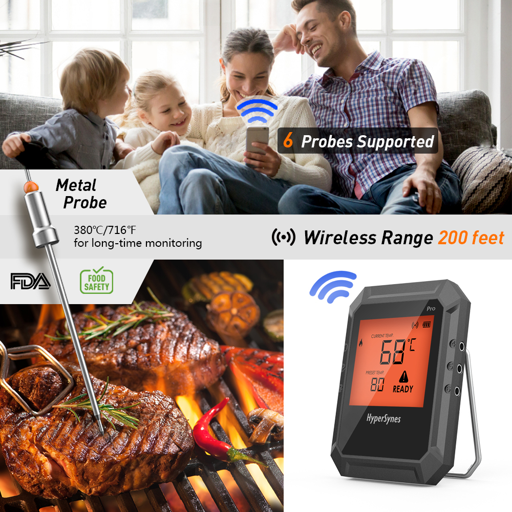 AidMax Pro02 Digital WiFi Kitchen Meat Thermometer Probe For Cooking Food Oil Barbecue Temperature Gauge Meter With Stand