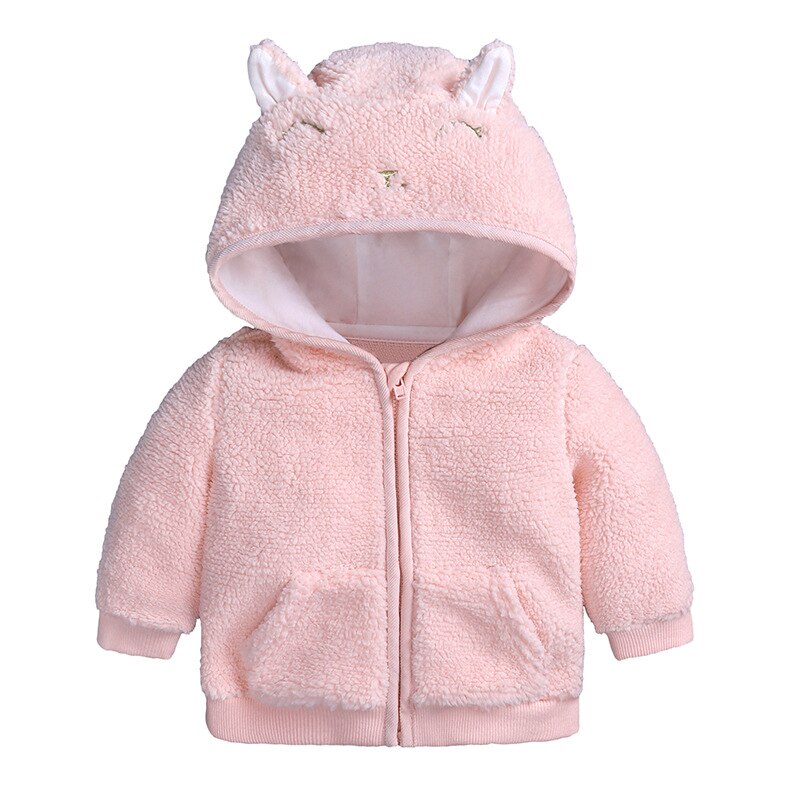 Plus Fluwelen Cartoon Oren Peuter Hooded Jassen Meisjes Jongens Baby Baby Winter Hoodies Jas Mantel Jas Dikke Warme Kids Kleding