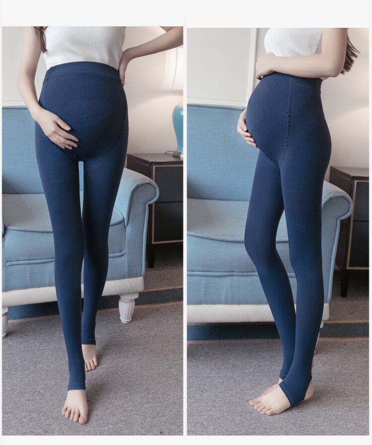 Justerbare graviditets leggings graviditet kvinder bukser til gravide leggings gravide elastiske mavebukser forår efterår: Leggings marineblå