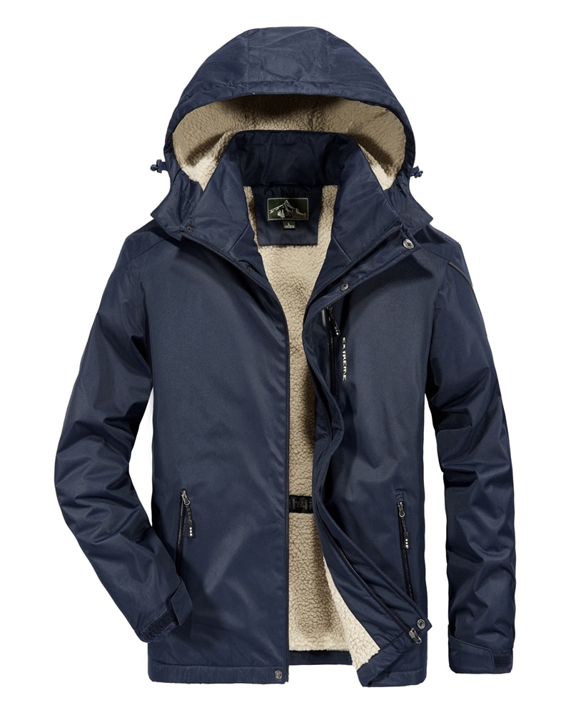 Windproof Hoodie Coat Warm Keep Cotton Waterproof Outdoor Jacket Men