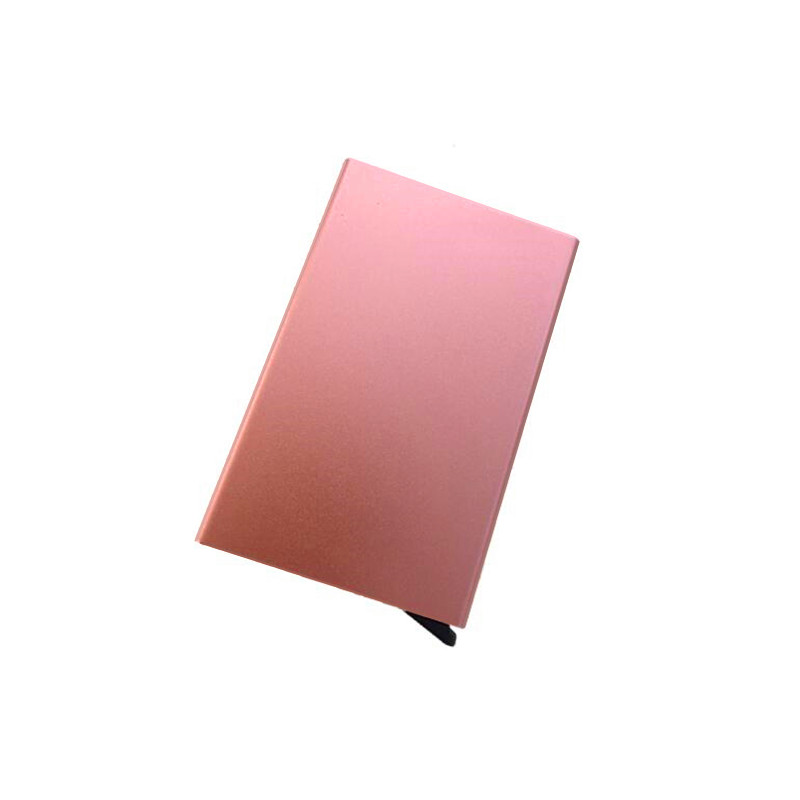 Anti-Diefstal Id Credit Kaarthouder Porte Carte Dunne Aluminium Metalen Portefeuilles Pocket Case Bank Vrouwen Mannen Credit Card doos: Rose gold