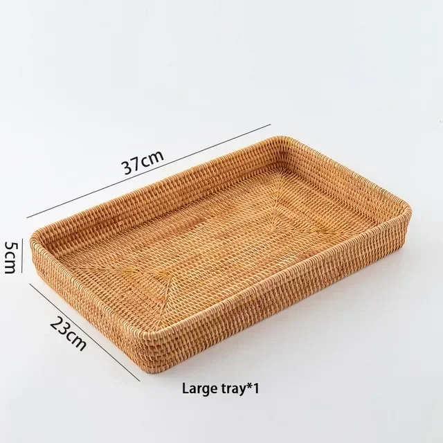handgeweven opbergmand Rotan opbergvak Rieten mandBread Fruit Ontbijt Thee Picknickmand Keuken Opbergmand: Rood