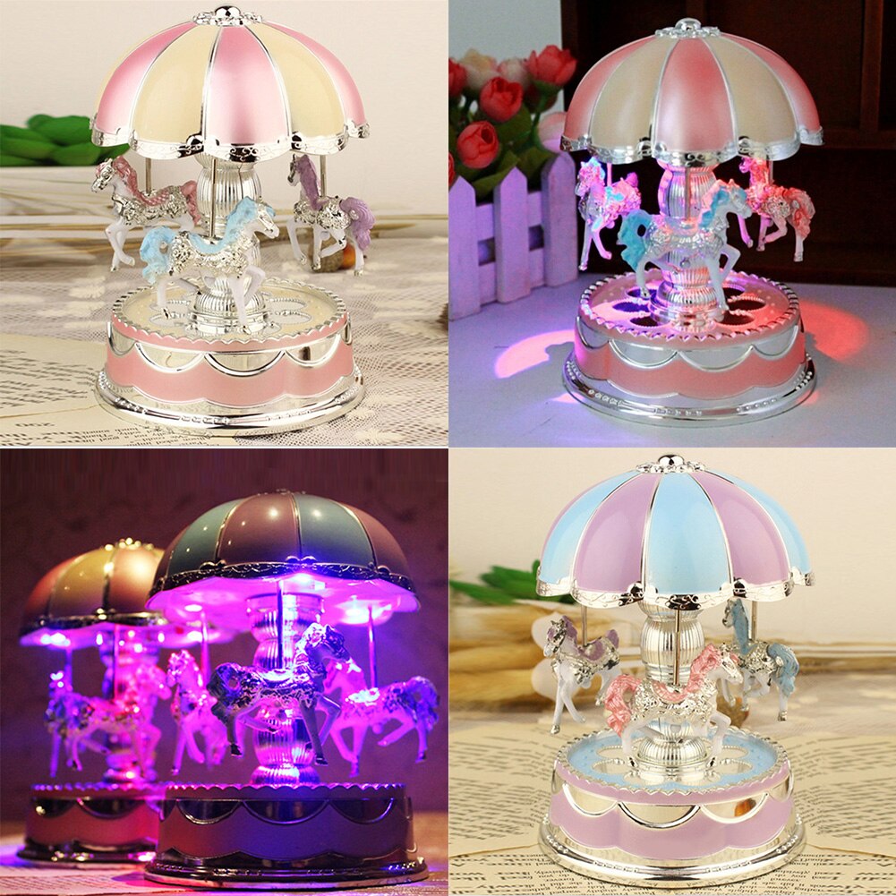 Wedding Game Sleeping Party Birthday LED Carousel Toy Music Box Romantic Battery Powered Home Decor Desktop Baby Room