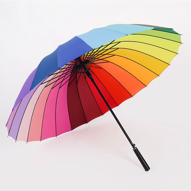 YADA 24 karat Bunte Regenbogen Regenschirm Regen Für Frauen Winddicht Lange Griff Regenschirme Starke Rahmen Wasserdichte Regenschirm YS254: Rainbow