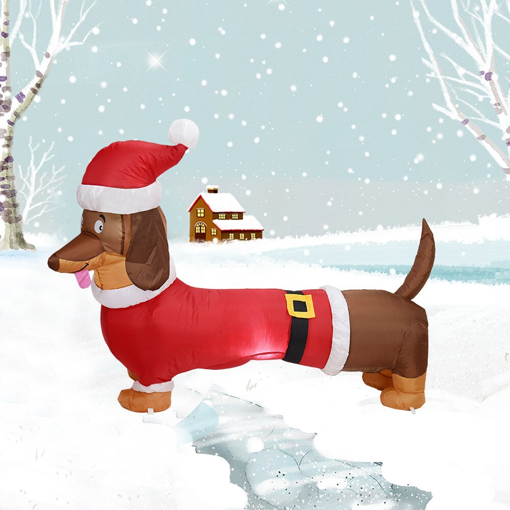 4FT Dachshund Weiner Dog Air Blown Inflatable Outdoor Toys Puppy Dog Christmas Yard Lawn Party Decoration with LED Light