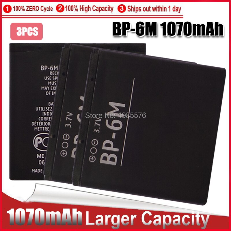 Batería de teléfono BP6M BP-6M BP 6M, repuesto para NOKIA 1070 6233 6280 6288 N73 N93, 1-5 Uds.: 3pcs