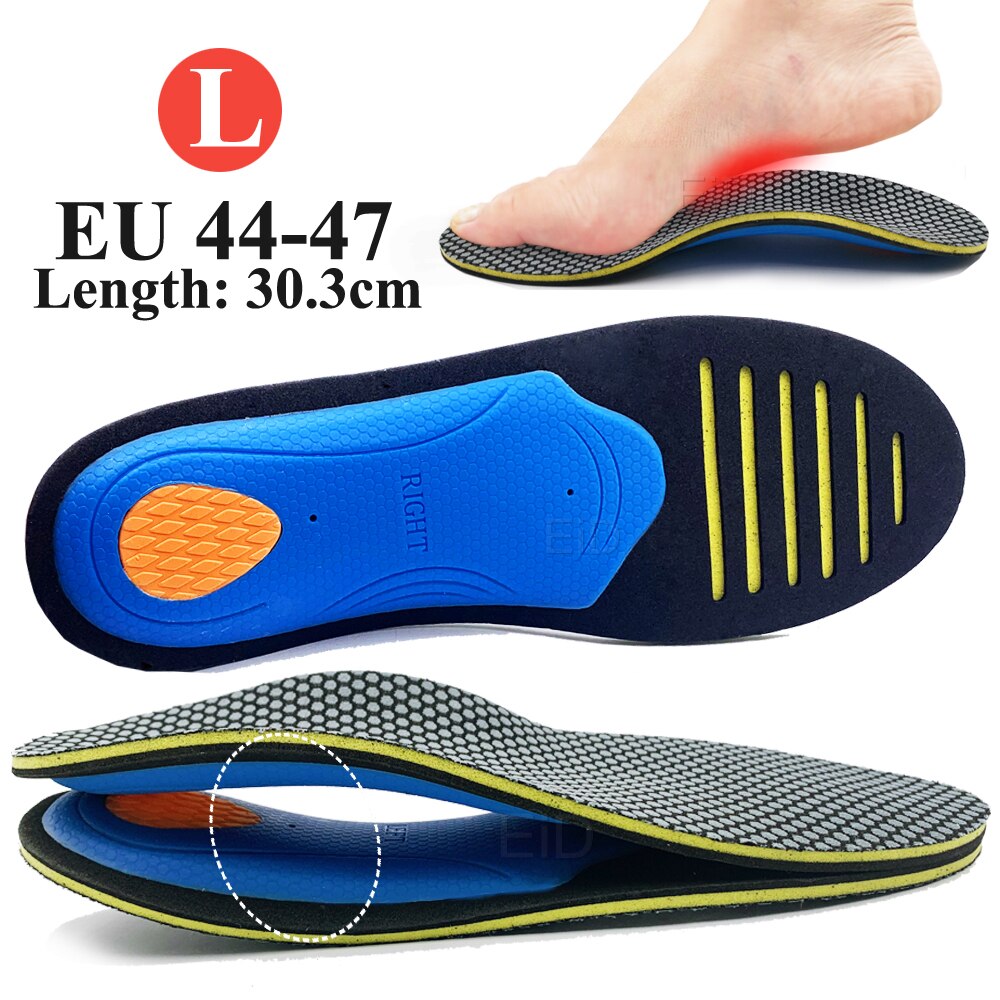 Ortopediske sko såle innleggssåler flate føtter buestøtte unisex eva ortotisk buestøtte sport skounderlag putepute menn kvinne: L  eu 45-47 / 1 par