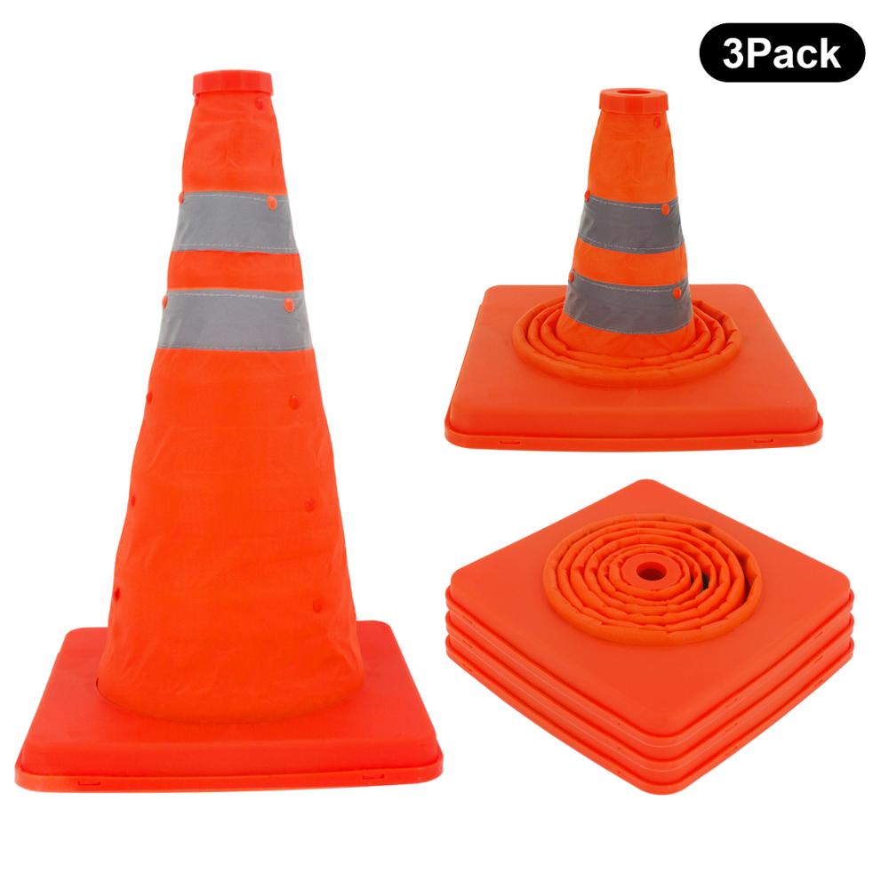 Orange Waterproof road safety traffic cone retractable