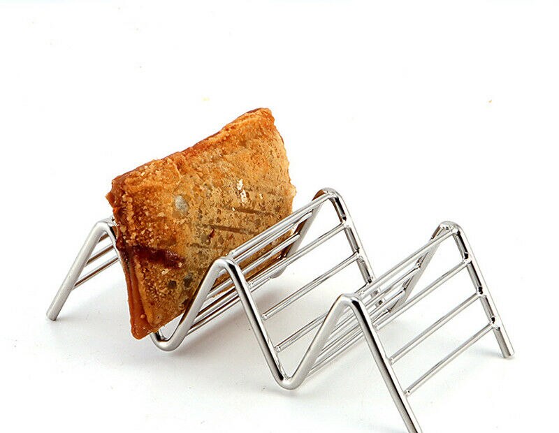 Taco Holder Stainless Steel Taco Stand Mexican Food Rack Shelf 1-4 Slots Convenient Kitchen Tool Sliver Rack Shelf
