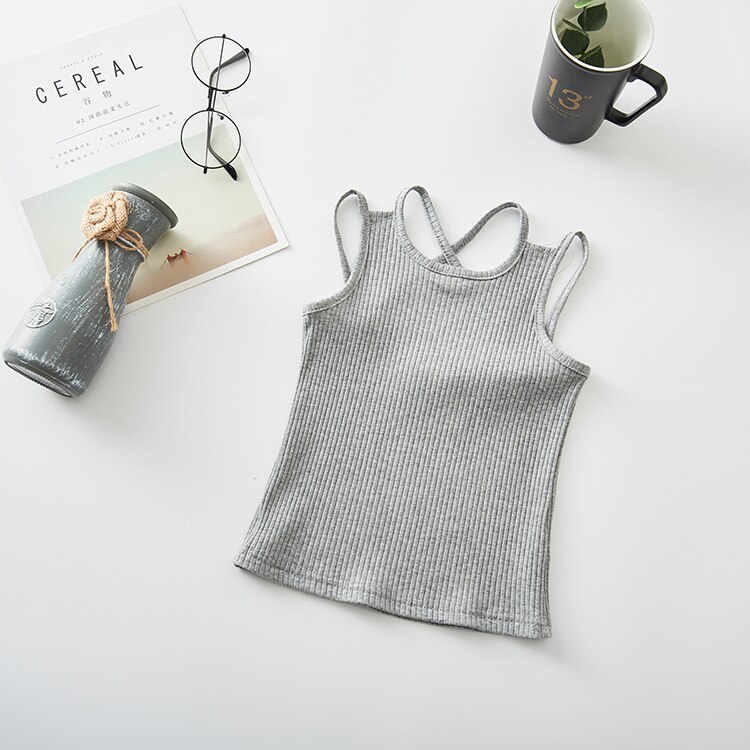 Débardeur décontracté en coton pour bébé fille, sous-vêtement pour enfant et adolescent, ZL729: GRAY / 7
